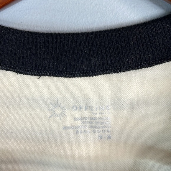 Offline By Aerie NWT Seamless High Neck Sports Bra Black Ivory Striped Size M - Picture 6 of 11